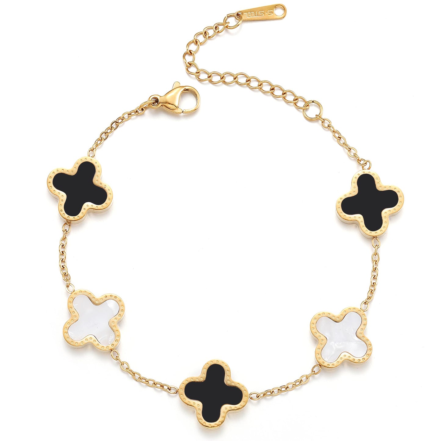 18K Gold Plated Clover Lucky Bracelet for Women White/Black/Red/Green Bracelets Cute Bracelets Jewelry Gifts Trendy for Women