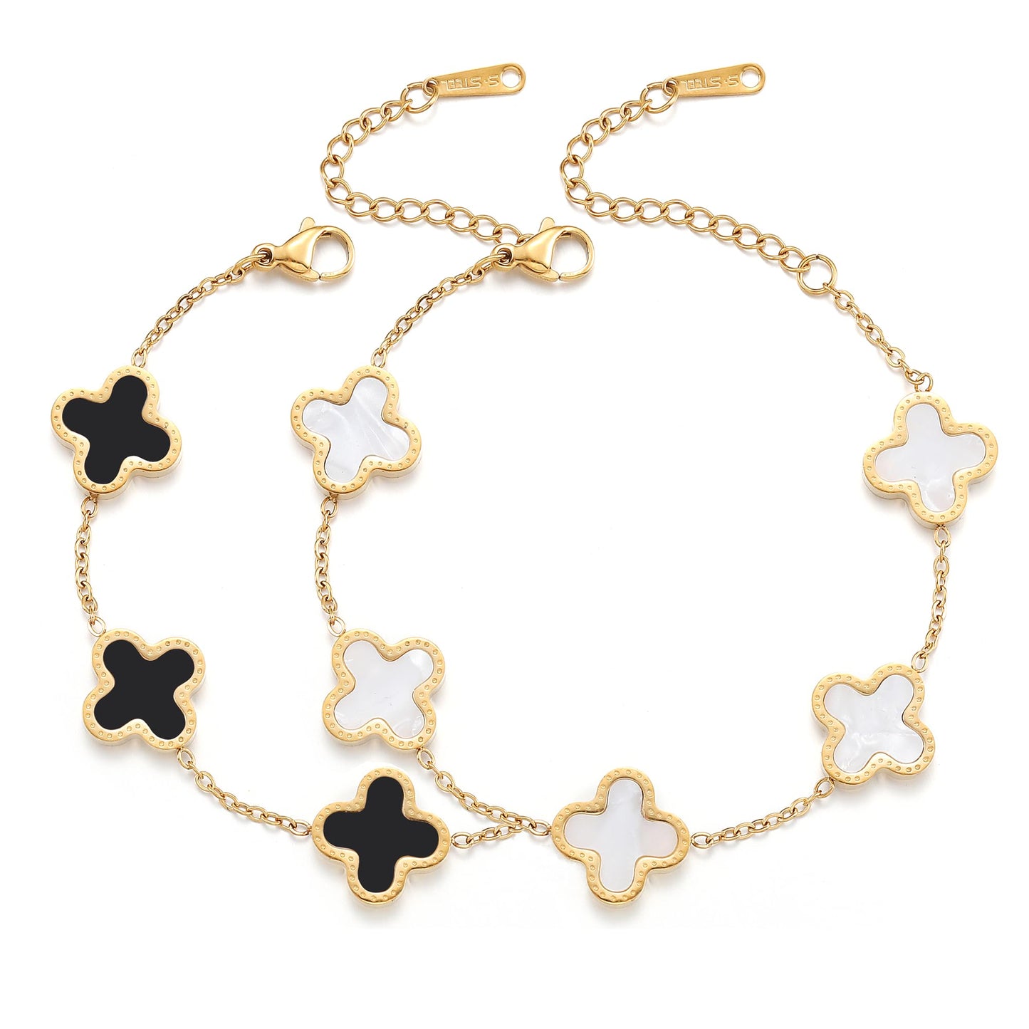 18K Gold Plated Clover Lucky Bracelet for Women White/Black/Red/Green Bracelets Cute Bracelets Jewelry Gifts Trendy for Women